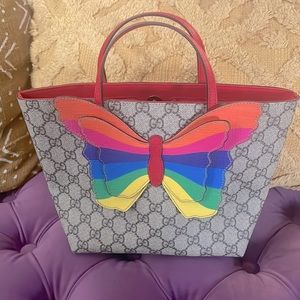 Gucci Children's GG tote with rainbow butterfly